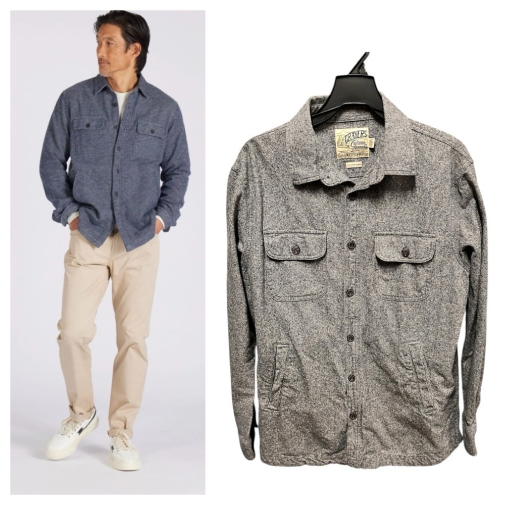 Grayers Cold Weather Heavyweight Cotton Twill Button Up Shirt Jacket Gray LRG